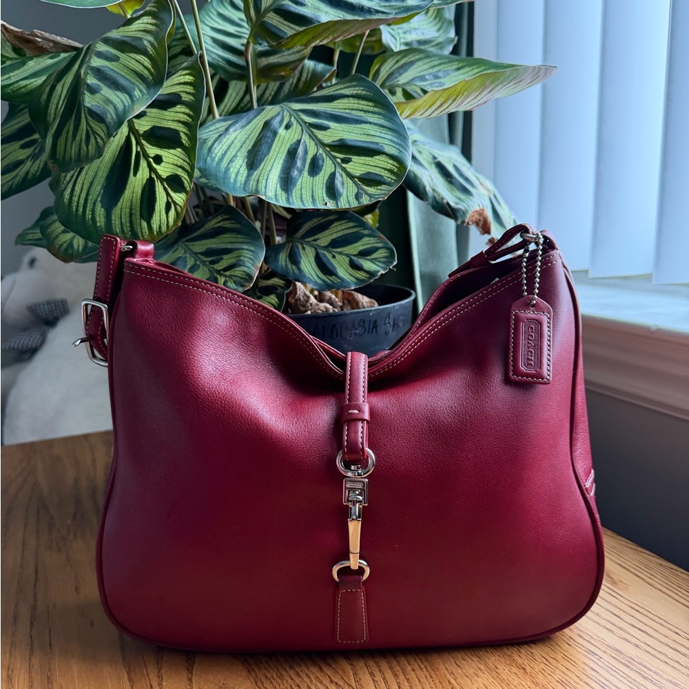 Y2K VINTAGE COACH CLIP BAG 7778 in RED W/ NICKEL HARDWARE